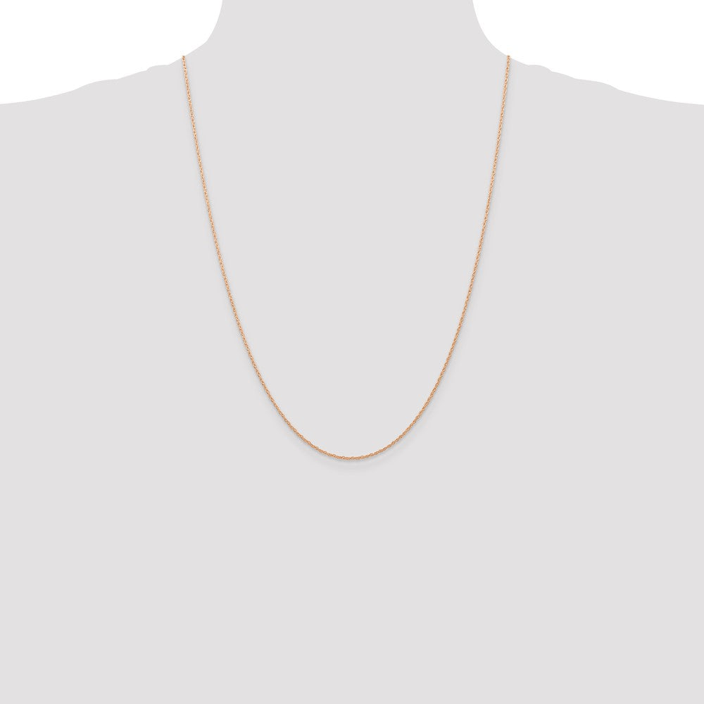 14K Rose Gold Carded .7mm Cable Rope with Spring Ring Clasp Chain