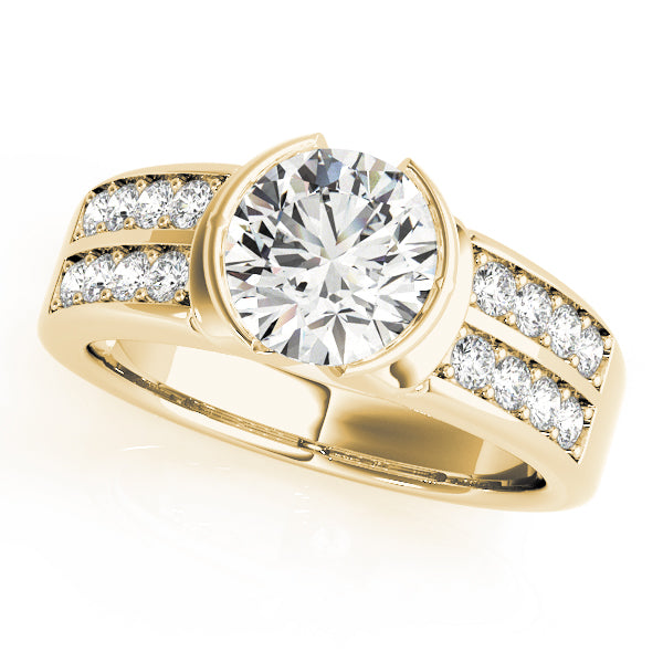 14k Yellow Gold Pave Round Engagement Rings – Setting (Size 3.5)