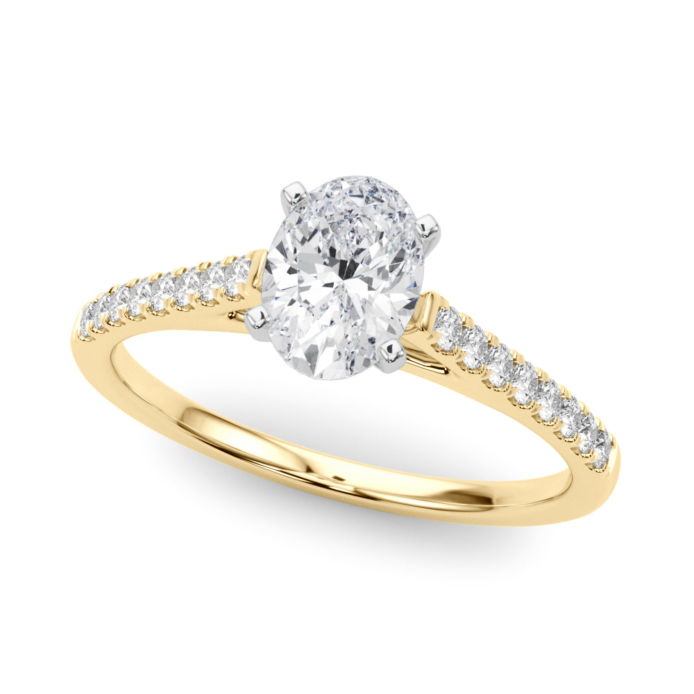 18k Yellow Gold Single Row Engagement Rings – Setting (Size 6.5)
