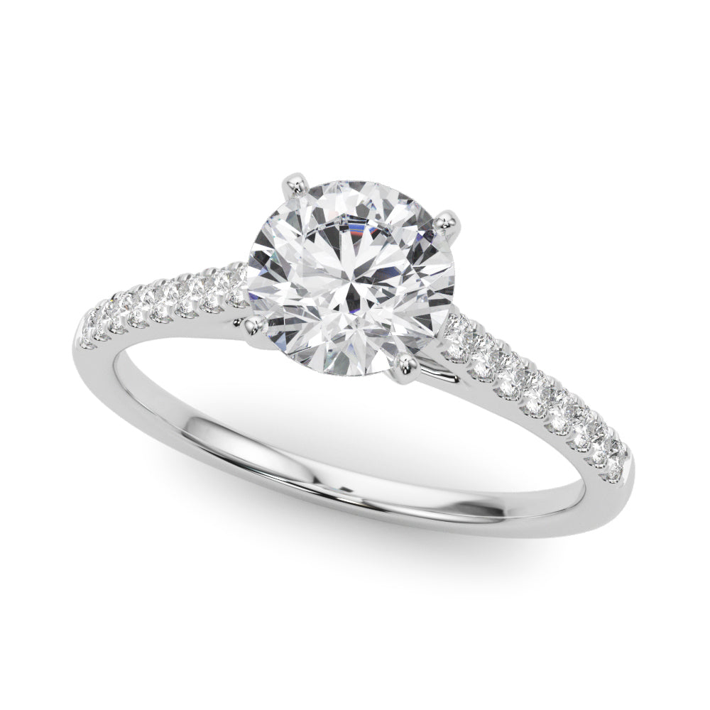 Platinum Single Row Engagement Rings – Setting (Size 7)
