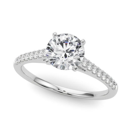 Platinum Single Row Engagement Rings – Setting (Size 7)
