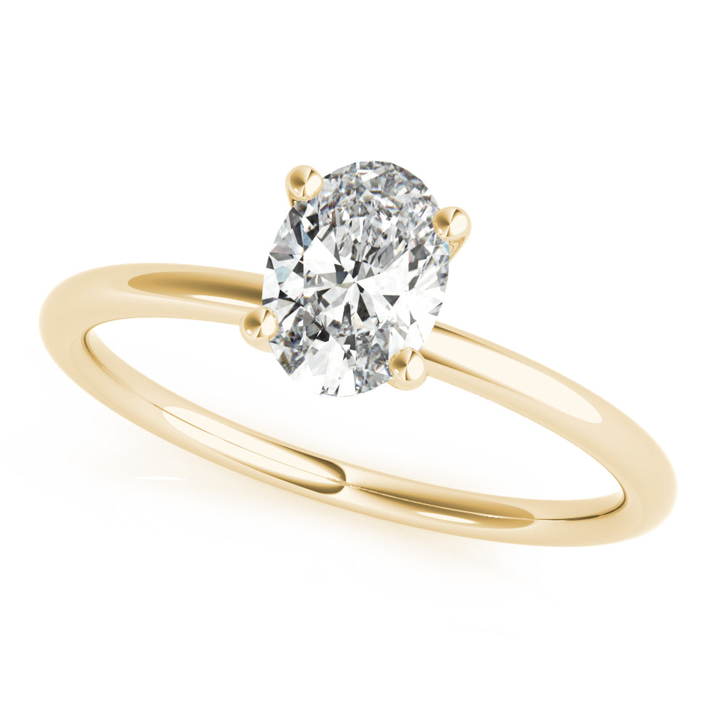 14k Yellow Gold Solitaire Oval Engagement Rings – Setting (Size 6.25)