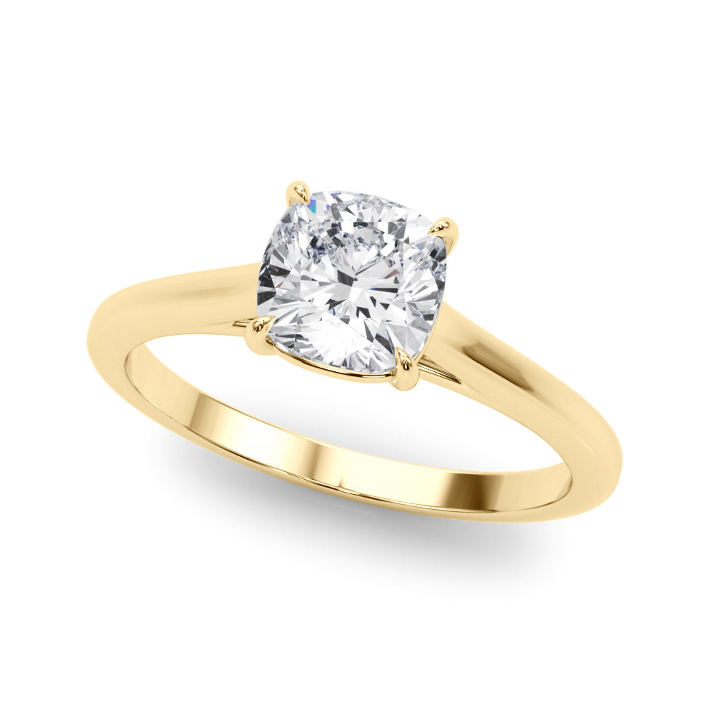14k Yellow Gold Solitaire Cushion Engagement Rings – Setting (Size 5.5)