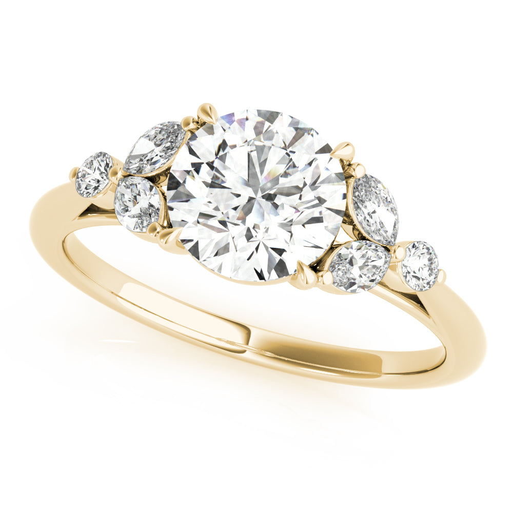 14k Yellow Gold Round Engagement Rings – Setting (Size 5)