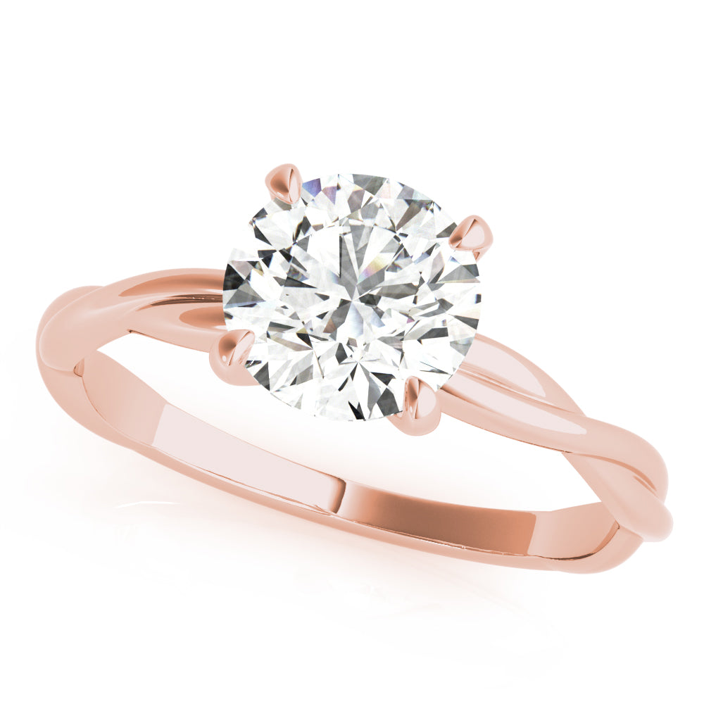 14k Rose Gold Solitaire Round Engagement Rings – Setting (Size 3.5)