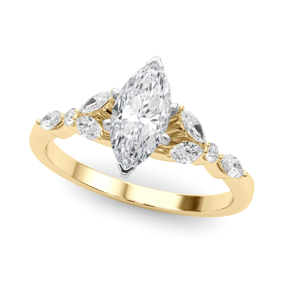 Alternating Marquise & Round Engagement Ring – Setting (Size 11)