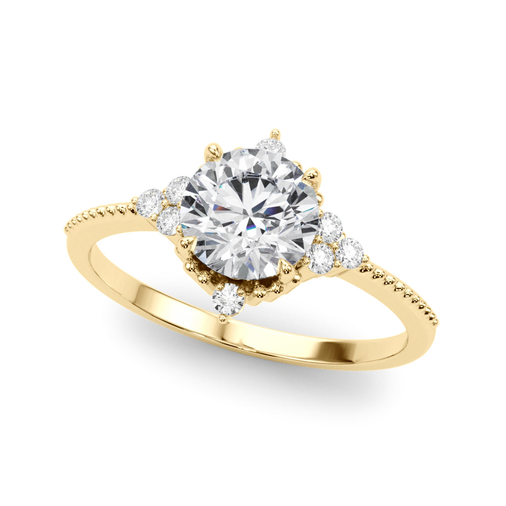 Cluster Side Round Engagement Ring – Setting (Size 6)