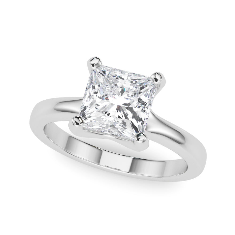 Solitaire Princess Cut Engagement Ring – Setting (Size 4.5)