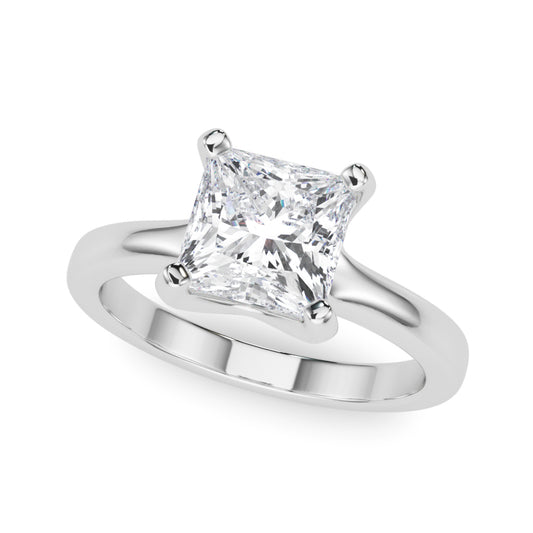 Solitaire Princess Cut Engagement Ring – Setting (Size 4.5)