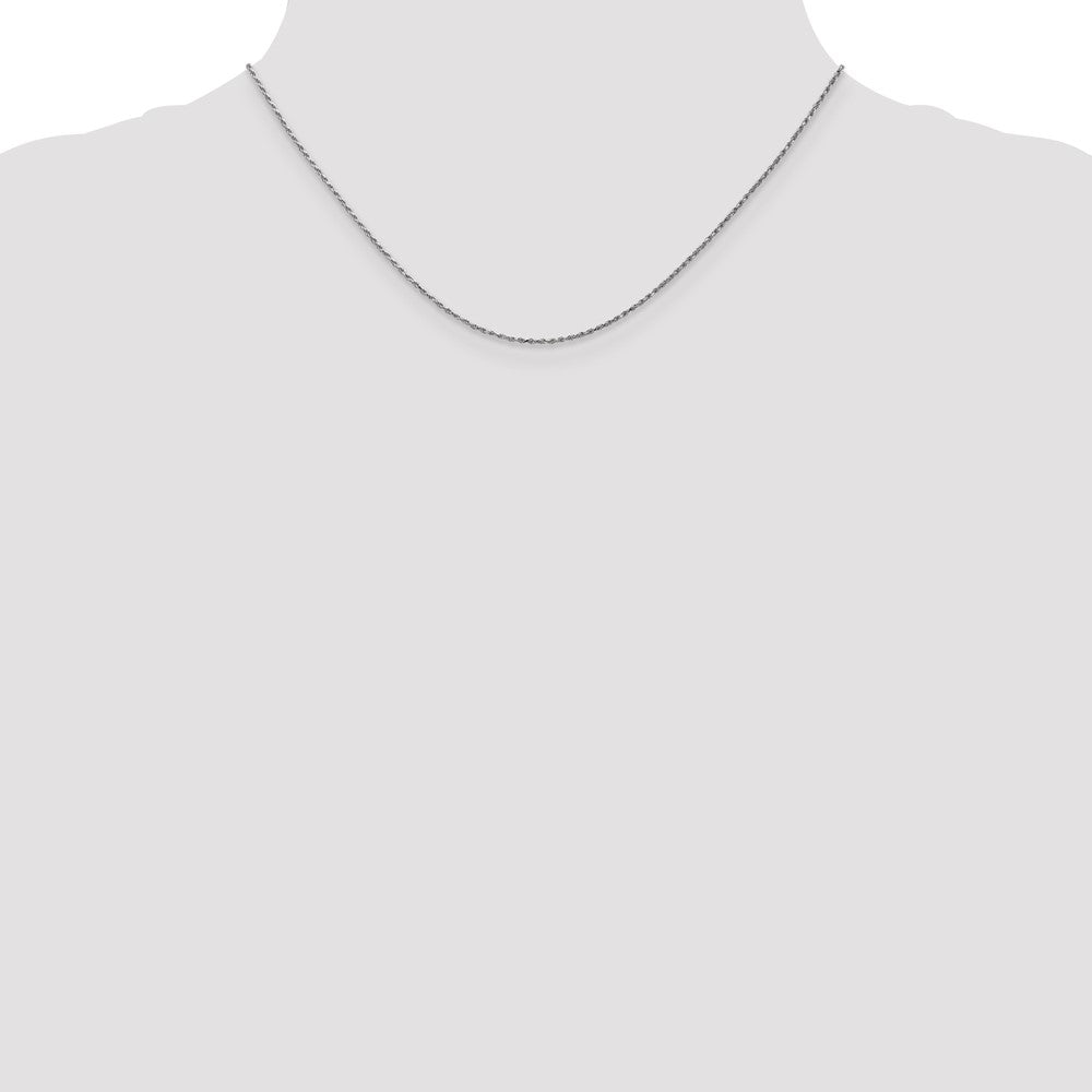 14K White Gold Carded .95mm Cable Rope with Spring Ring Clasp Chain