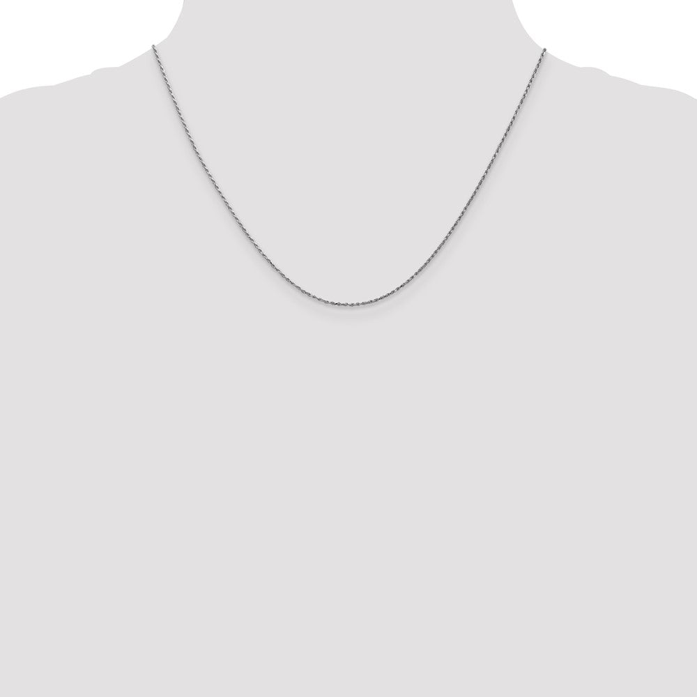 14K White Gold Carded .95mm Cable Rope with Spring Ring Clasp Chain