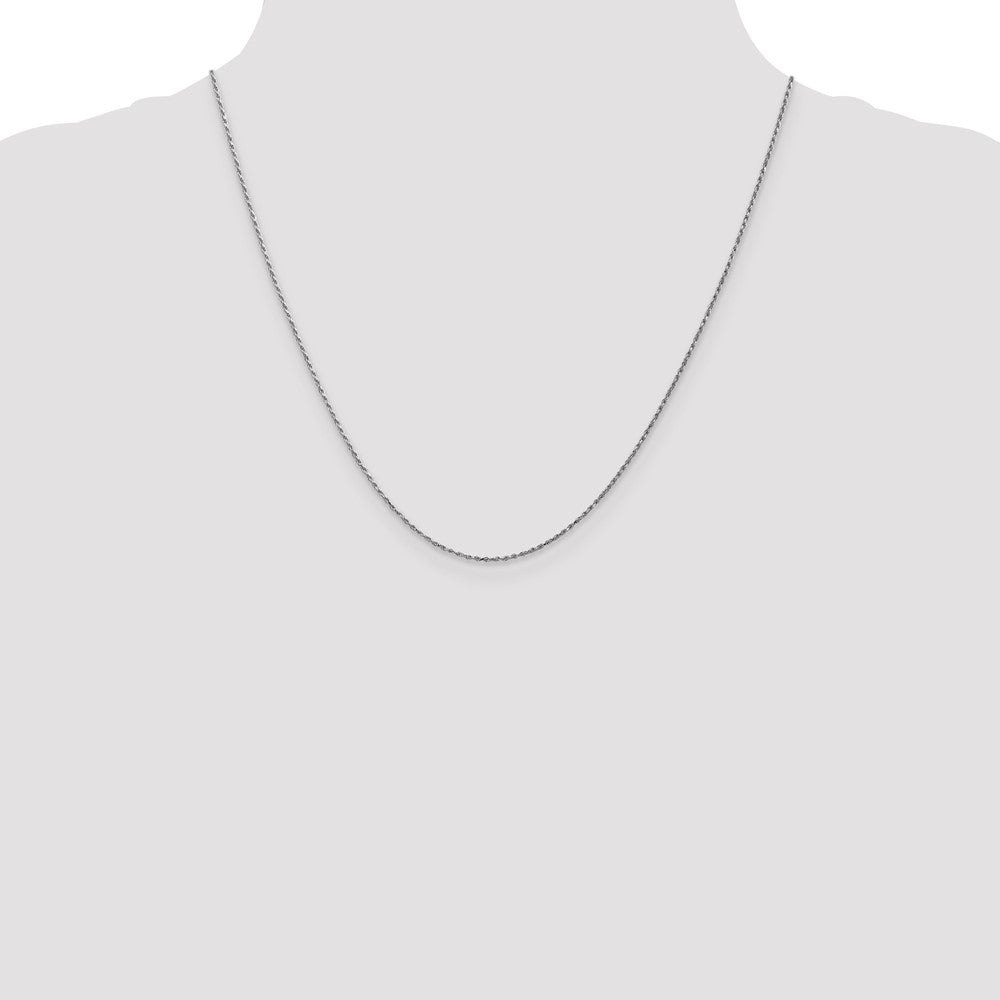 14K White Gold Carded .95mm Cable Rope with Spring Ring Clasp Chain