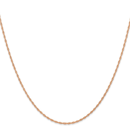 14K Rose Gold Carded 1.15mm Cable Rope with Spring Ring Clasp Chain