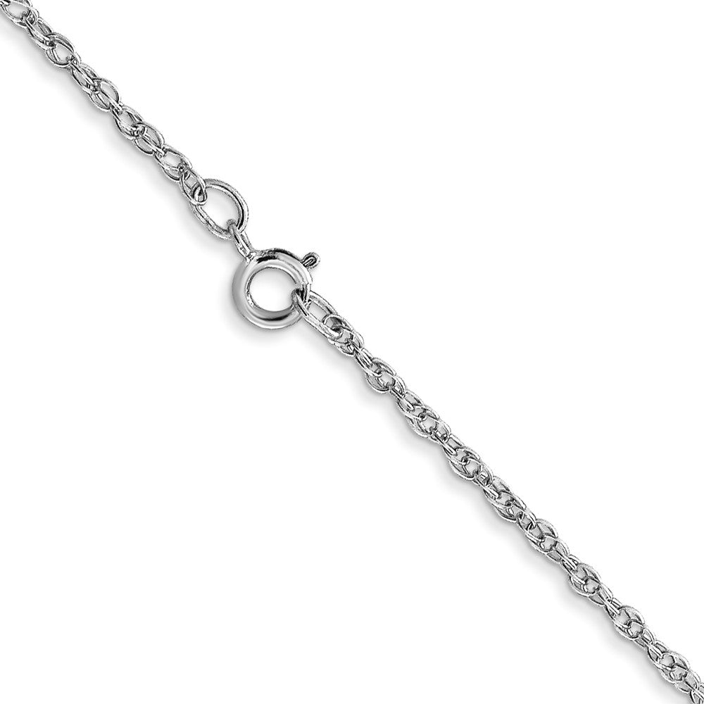 14K White Gold Carded 1.15mm Cable Rope with Spring Ring Clasp Chain