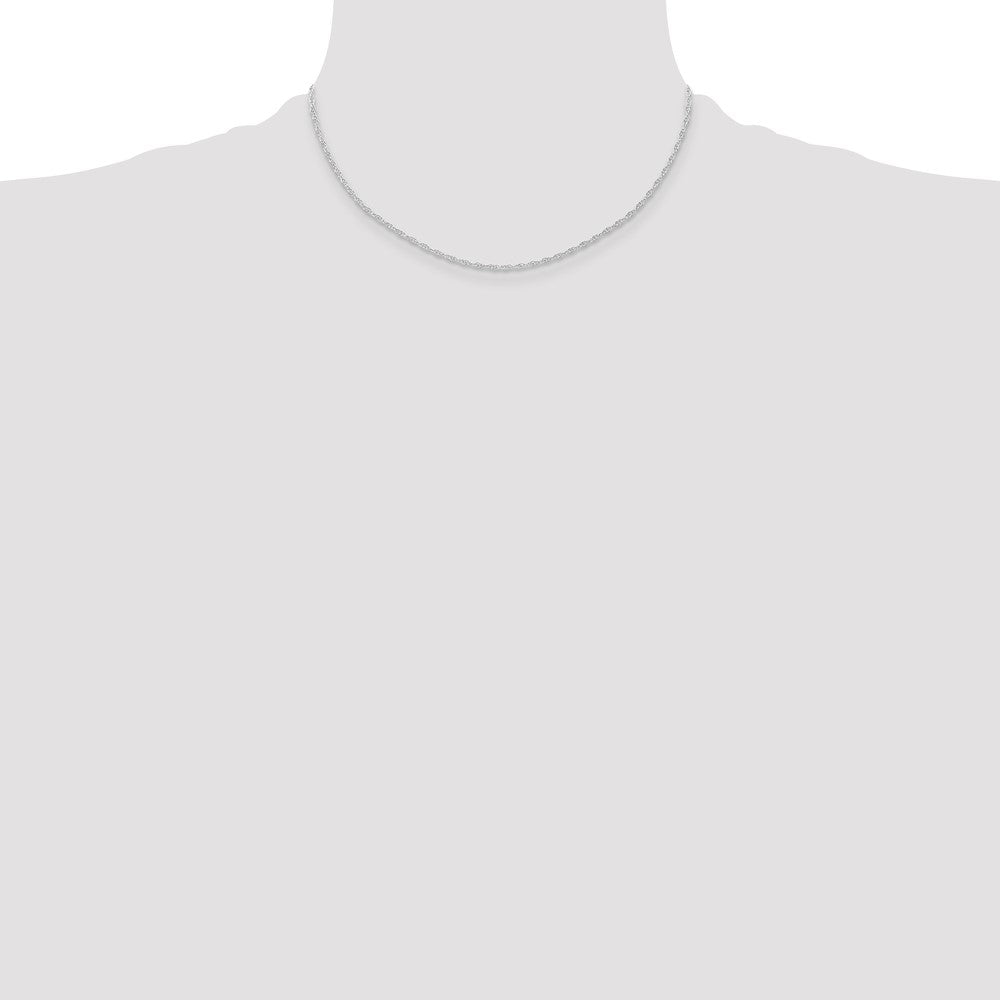 14K White Gold Carded 1.15mm Cable Rope with Spring Ring Clasp Chain