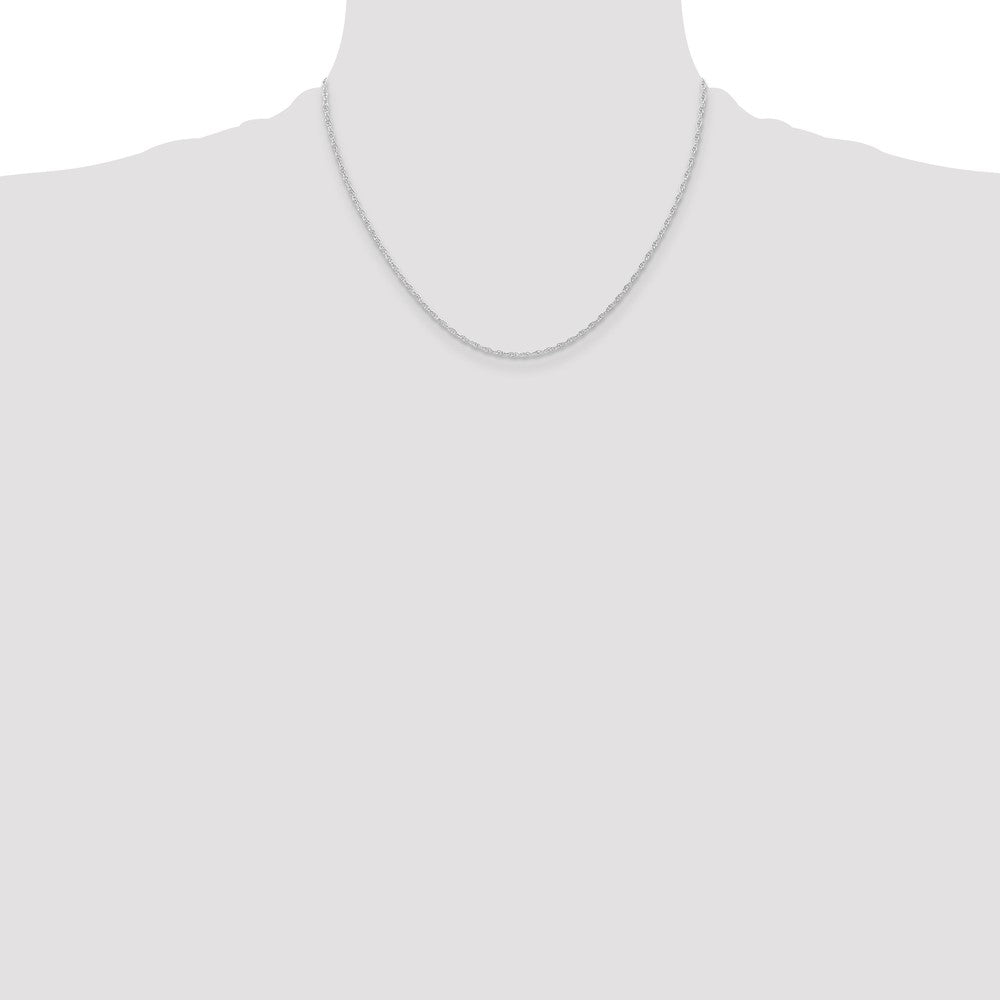 14K White Gold Carded 1.15mm Cable Rope with Spring Ring Clasp Chain