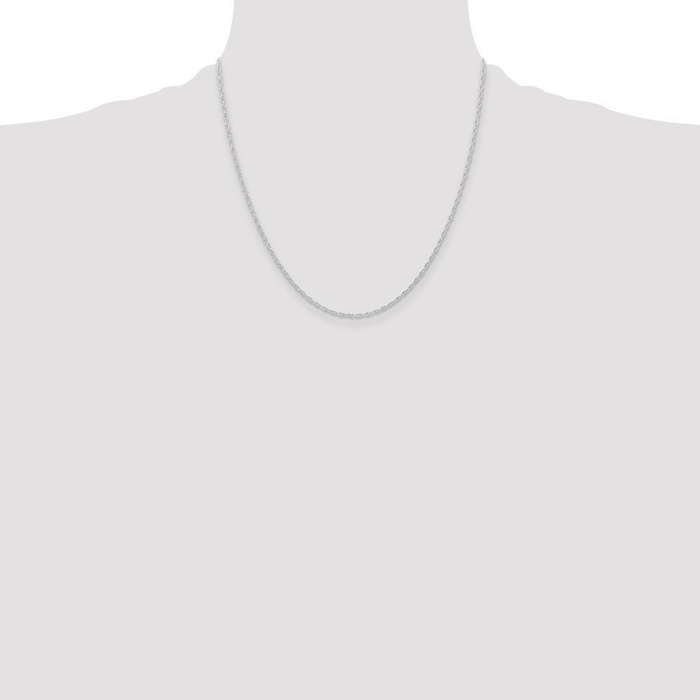 14K White Gold Carded 1.15mm Cable Rope with Spring Ring Clasp Chain