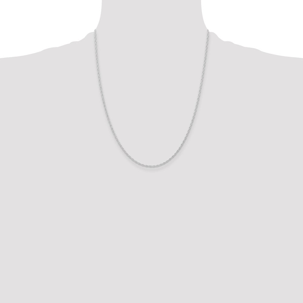 14K White Gold Carded 1.15mm Cable Rope with Spring Ring Clasp Chain