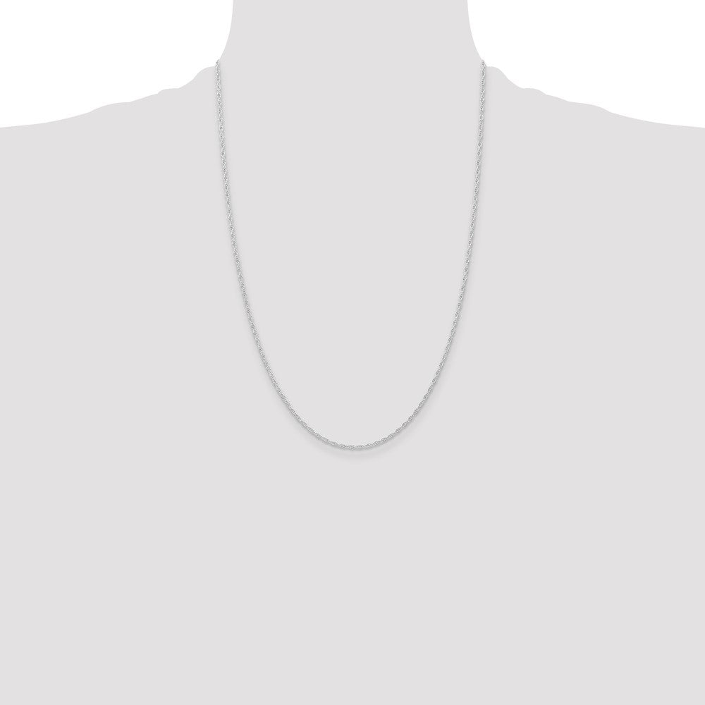 14K White Gold Carded 1.15mm Cable Rope with Spring Ring Clasp Chain