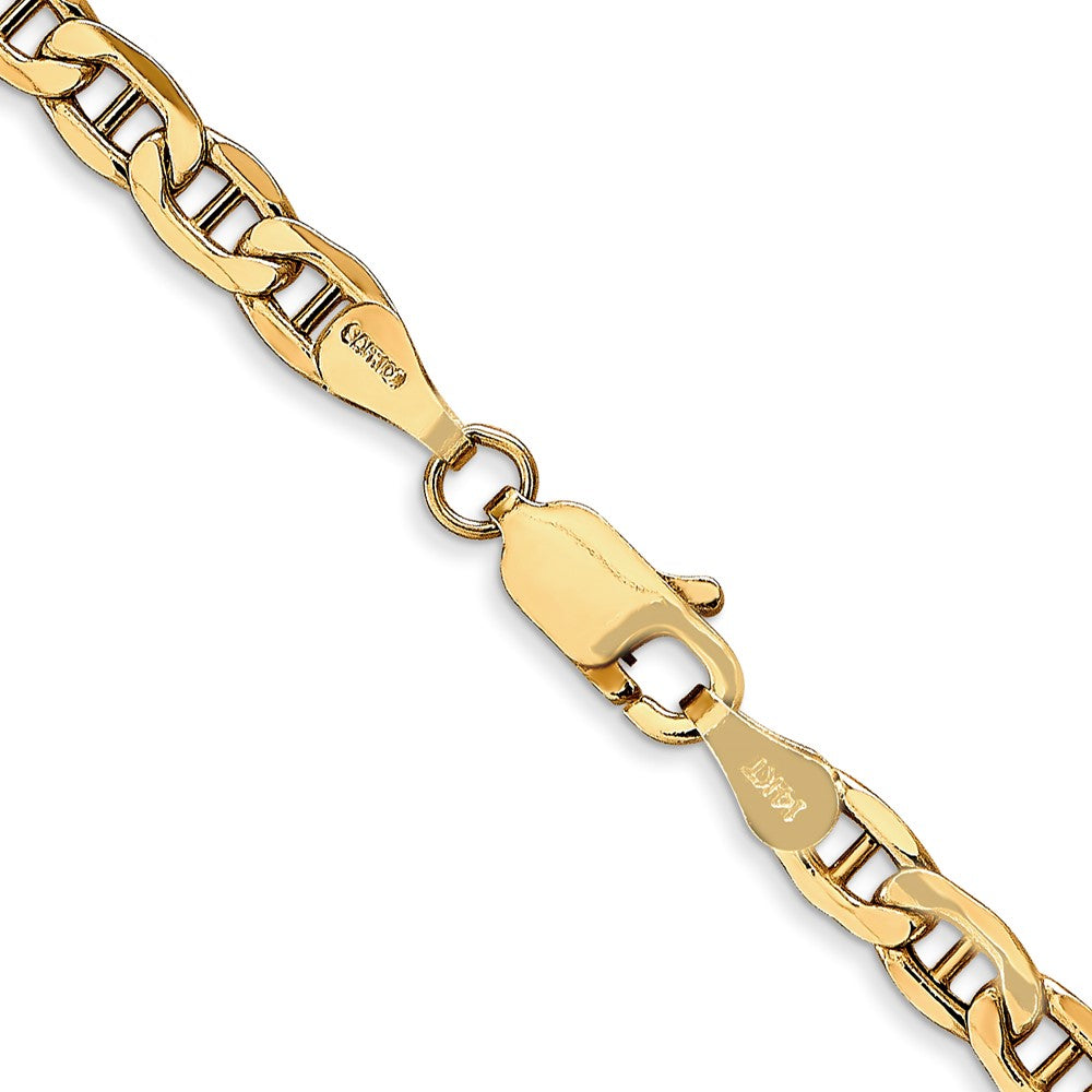 14K 4mm Semi-Solid Anchor with Lobster Clasp Chain