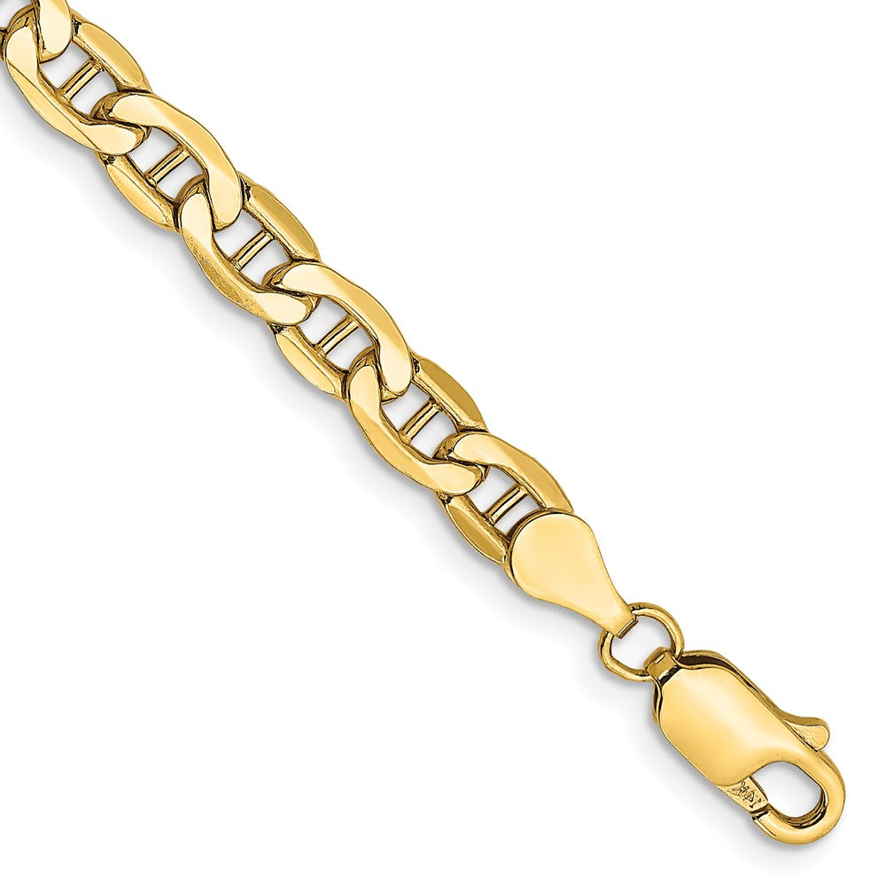 14K 4.75mm Semi-Solid Anchor with Lobster Clasp Bracelet