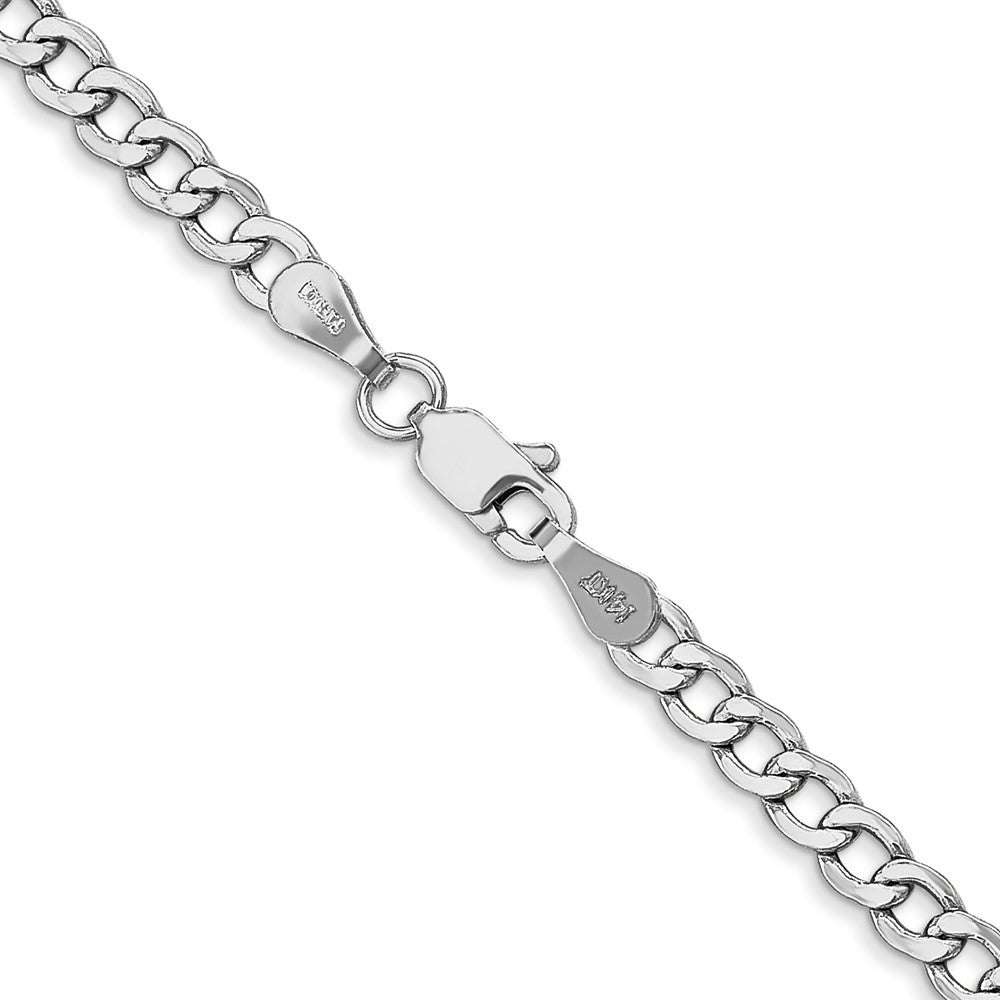 14K White Gold 3.35mm Semi-Solid Curb with Lobster Clasp Chain