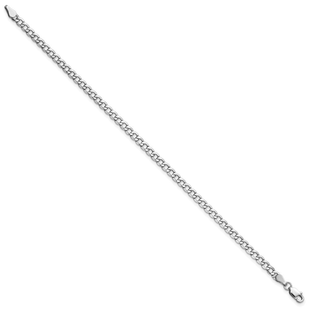 14K White Gold 3.35mm Semi-Solid Curb with Lobster Clasp Anklet