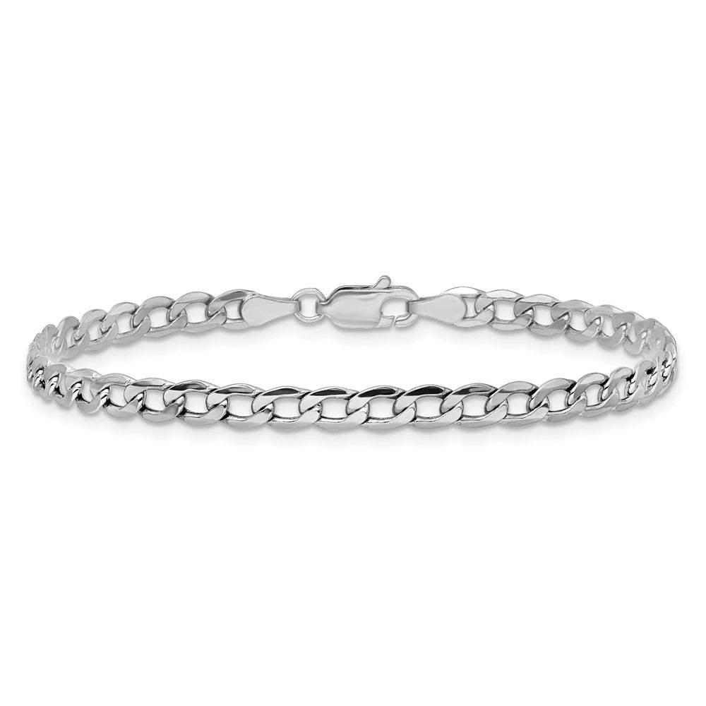 14K White Gold 3.35mm Semi-Solid Curb with Lobster Clasp Anklet