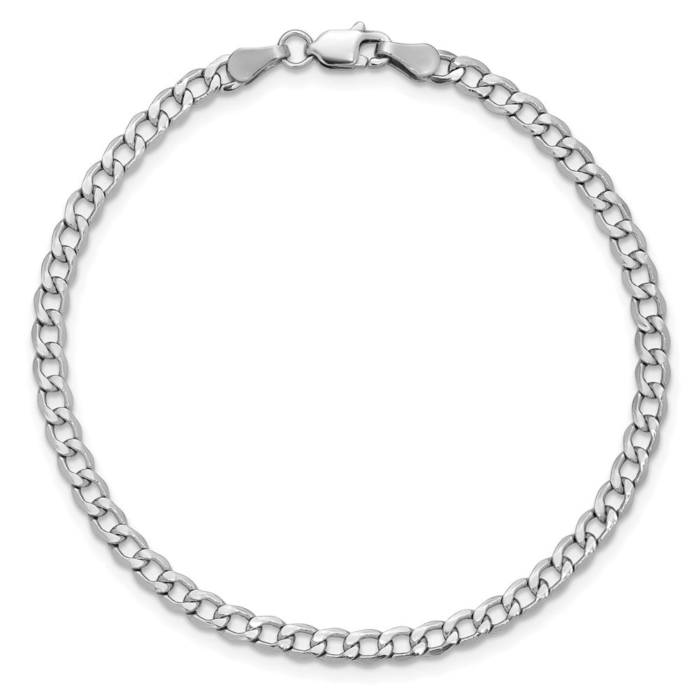 14K White Gold 3.35mm Semi-Solid Curb with Lobster Clasp Anklet