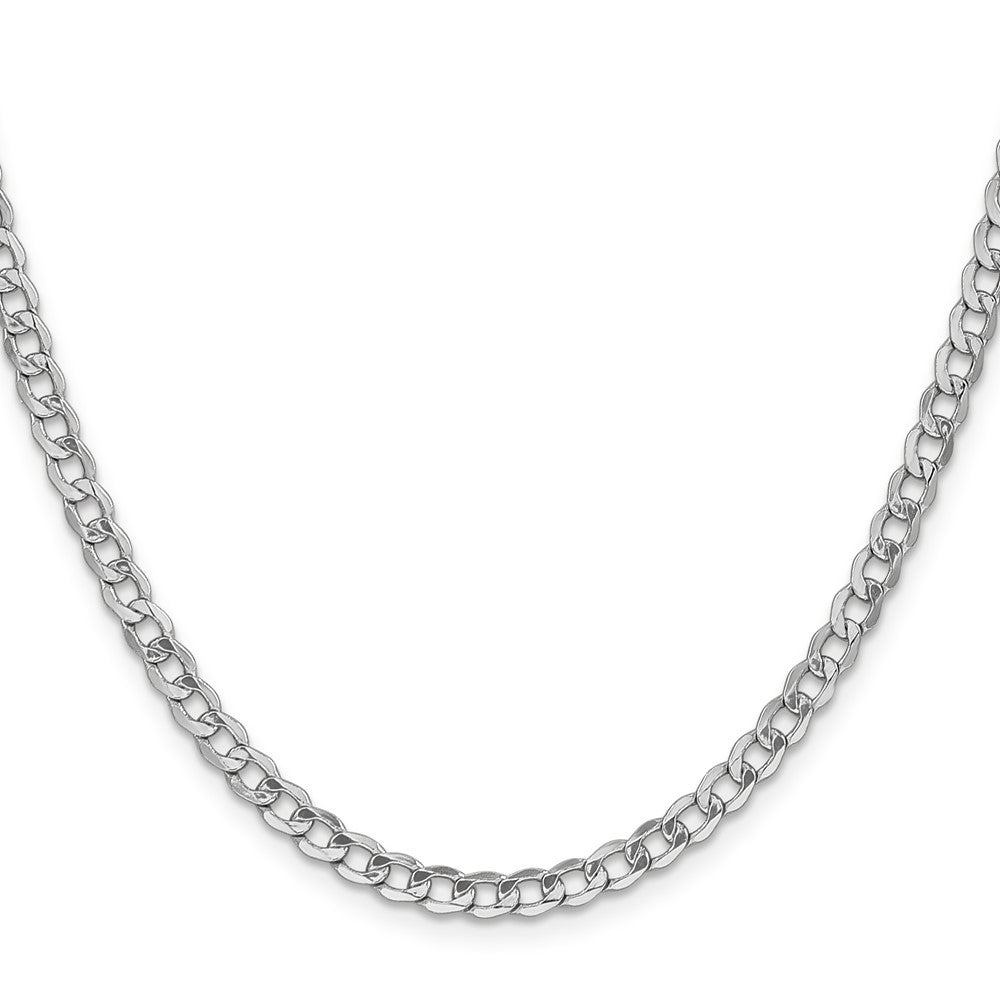 14K White Gold 4.3mm Semi-Solid Curb with Lobster Clasp Chain
