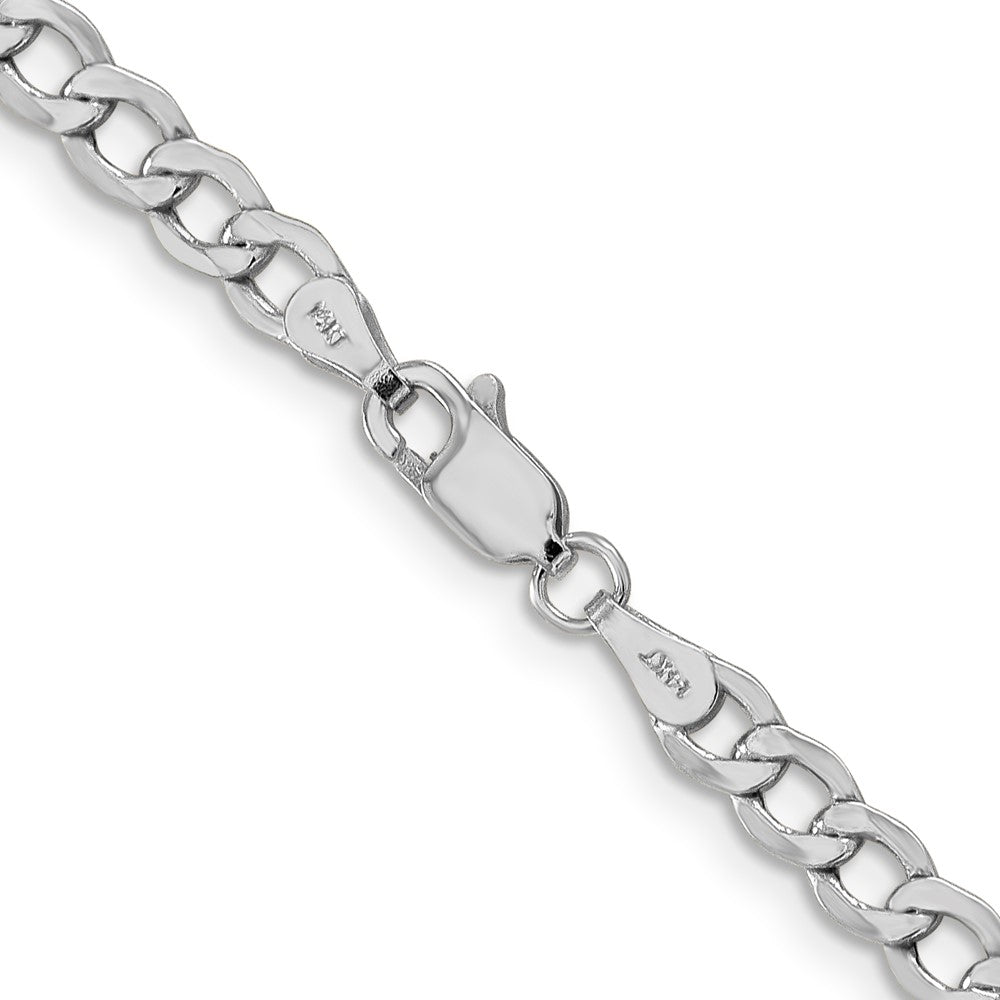 14K White Gold 4.3mm Semi-Solid Curb with Lobster Clasp Chain