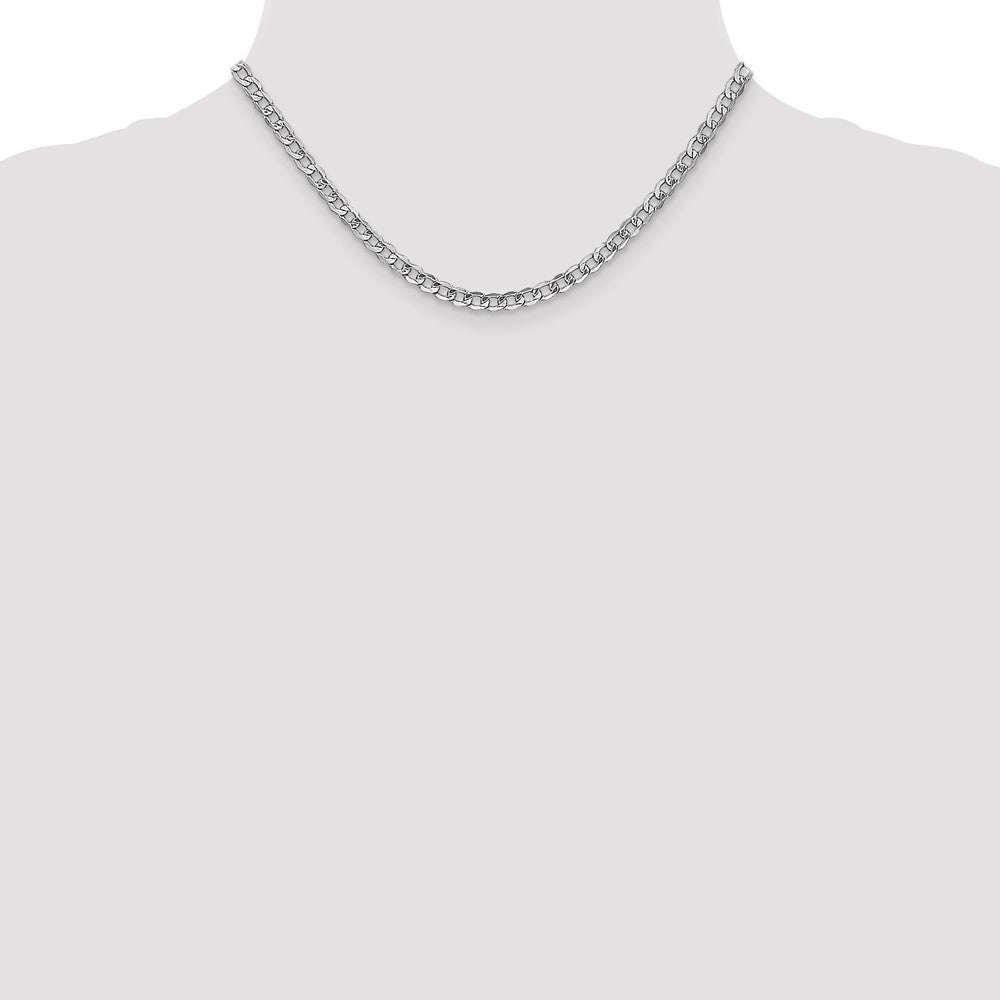 14K White Gold 4.3mm Semi-Solid Curb with Lobster Clasp Chain