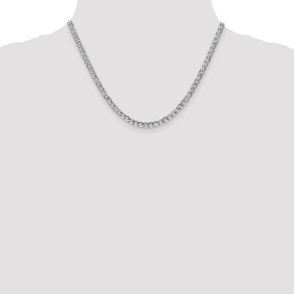 14K White Gold 4.3mm Semi-Solid Curb with Lobster Clasp Chain