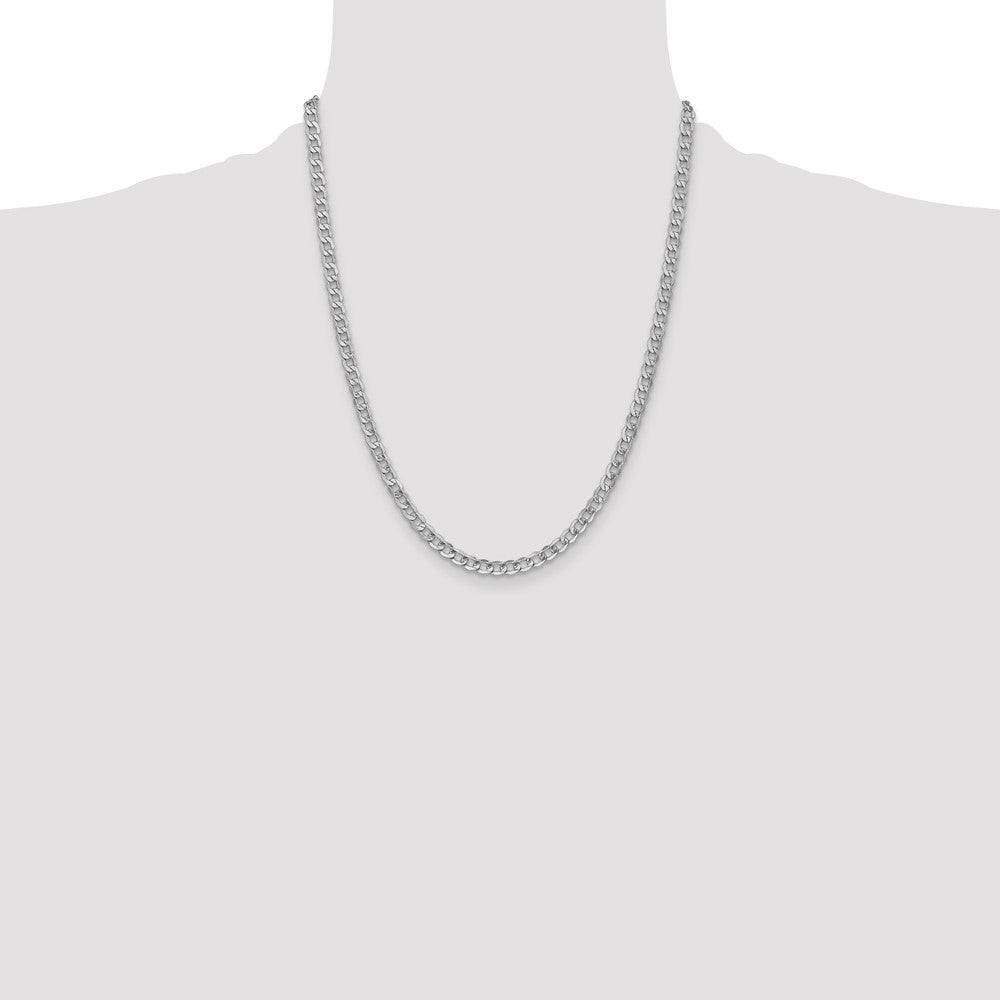14K White Gold 4.3mm Semi-Solid Curb with Lobster Clasp Chain