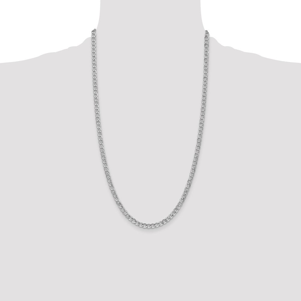 14K White Gold 4.3mm Semi-Solid Curb with Lobster Clasp Chain
