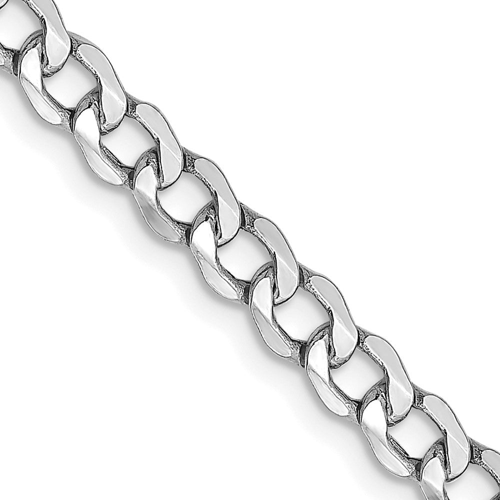 14K White Gold 4.3mm Semi-Solid Curb with Lobster Clasp Chain