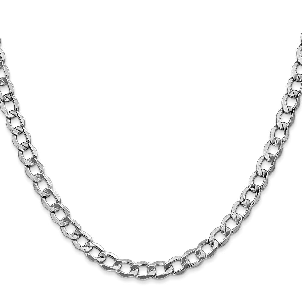 14K White Gold 5.25mm Semi-Solid Curb with Lobster Clasp Chain