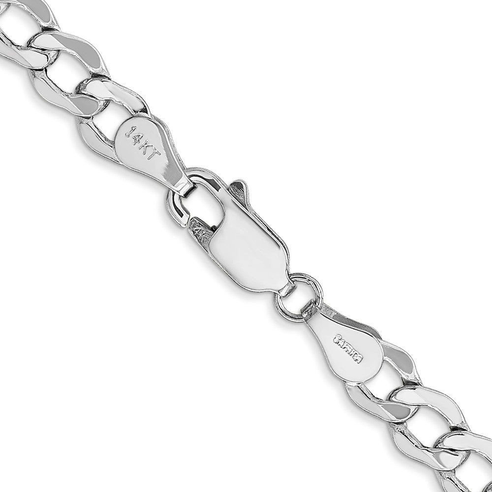 14K White Gold 5.25mm Semi-Solid Curb with Lobster Clasp Chain