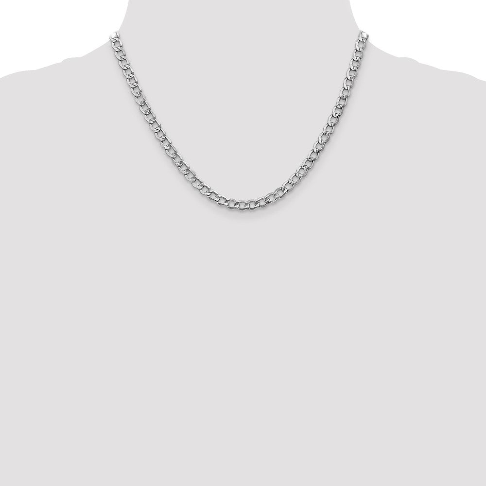 14K White Gold 5.25mm Semi-Solid Curb with Lobster Clasp Chain