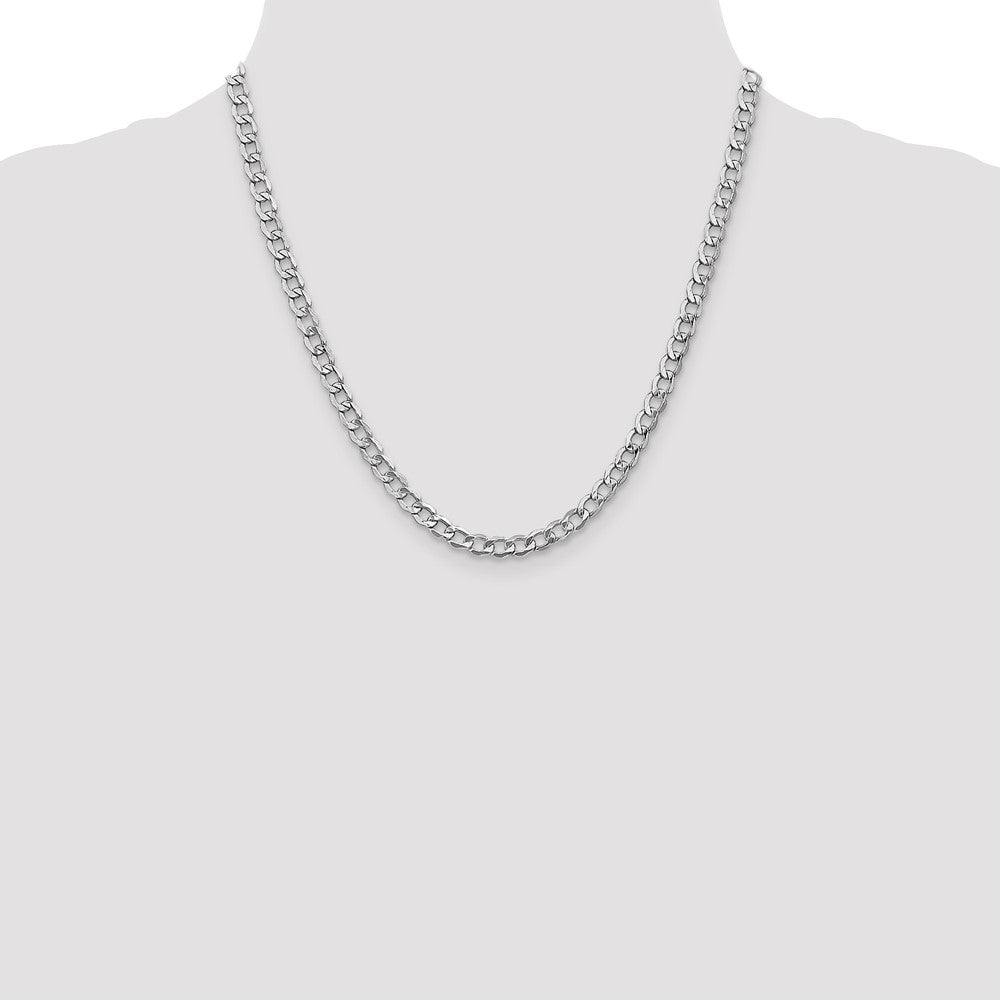 14K White Gold 5.25mm Semi-Solid Curb with Lobster Clasp Chain