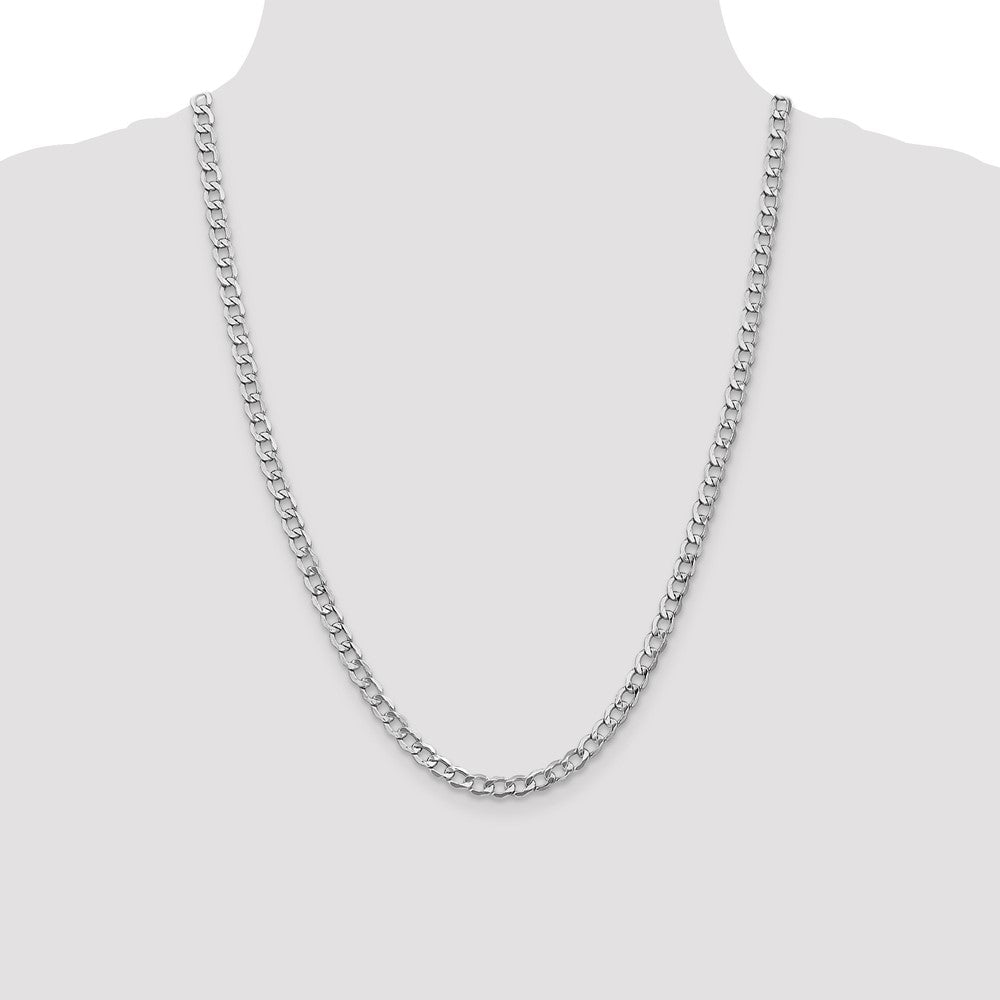 14K White Gold 5.25mm Semi-Solid Curb with Lobster Clasp Chain