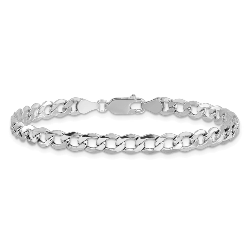 14K White Gold 5.25mm Semi-Solid Curb with Lobster Clasp Bracelet