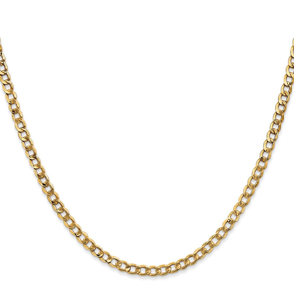 14K 3.35mm Semi-Solid Curb with Lobster Clasp Chain