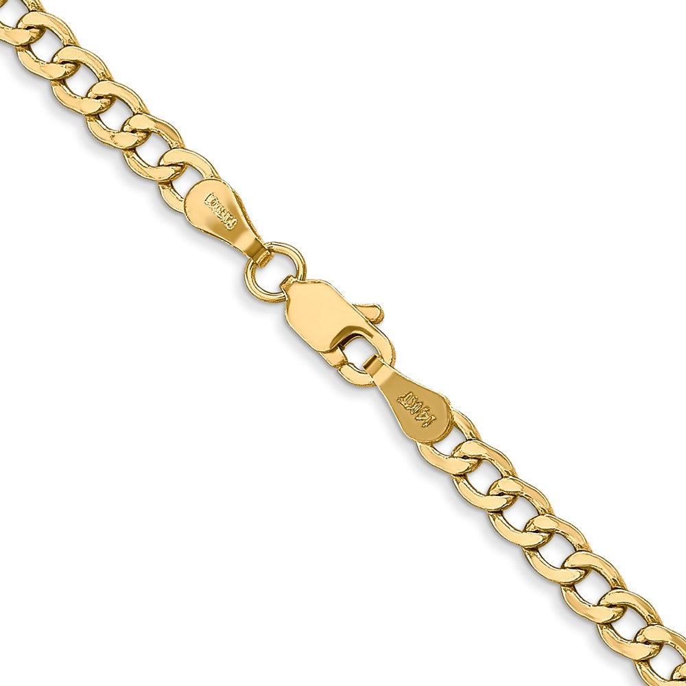 14K 3.35mm Semi-Solid Curb with Lobster Clasp Chain