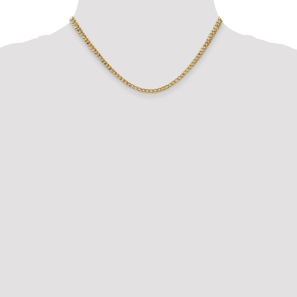 14K 3.35mm Semi-Solid Curb with Lobster Clasp Chain