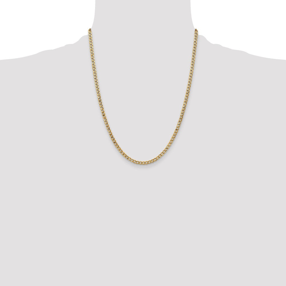 14K 3.35mm Semi-Solid Curb with Lobster Clasp Chain