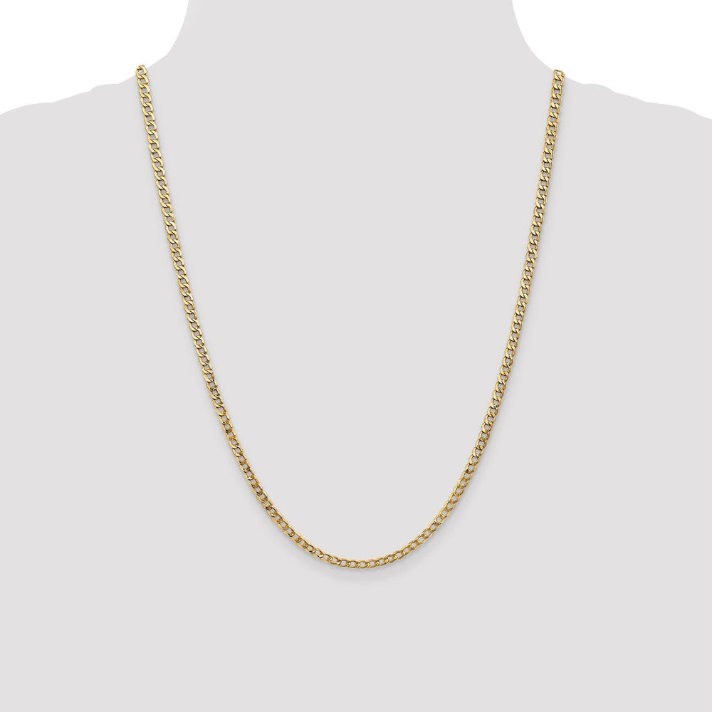 14K 3.35mm Semi-Solid Curb with Lobster Clasp Chain