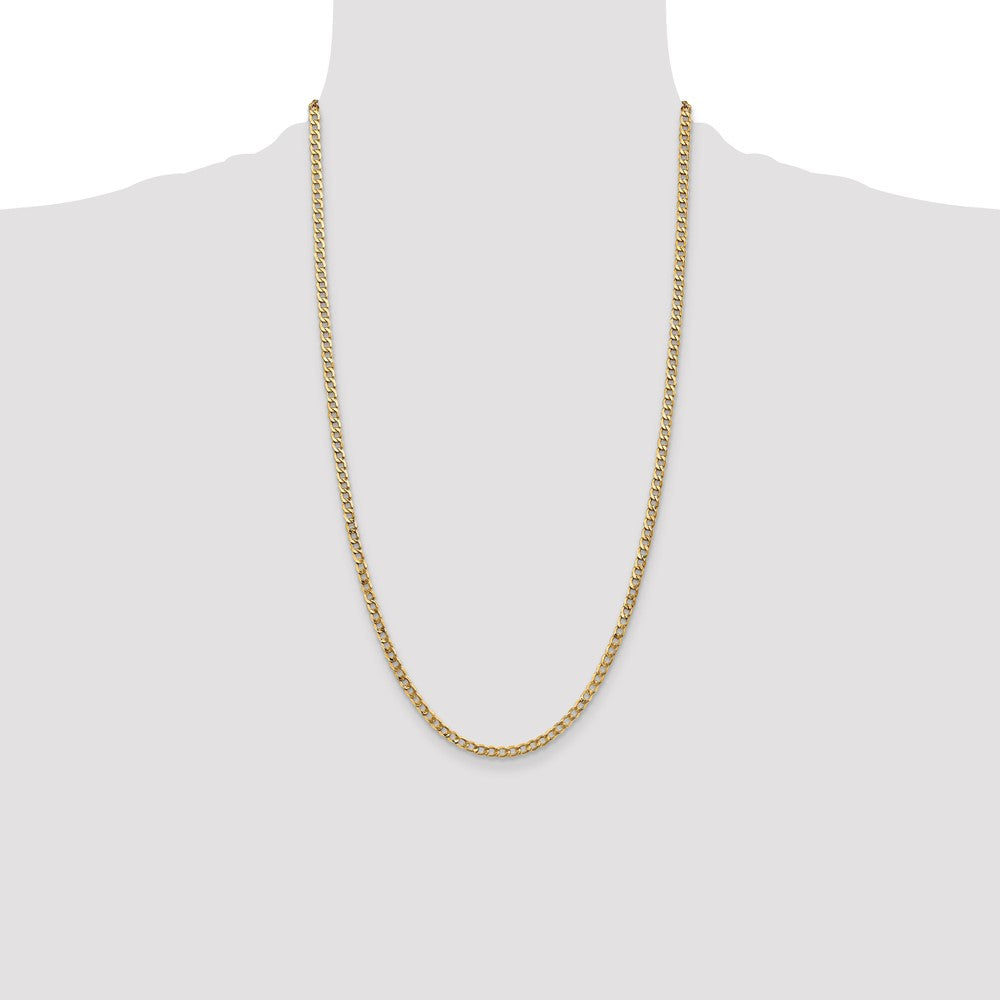 14K 3.35mm Semi-Solid Curb with Lobster Clasp Chain
