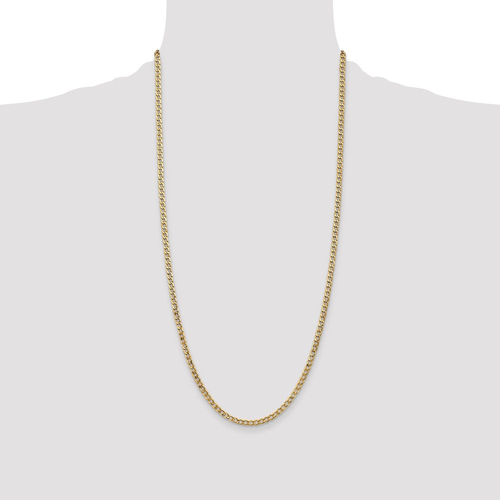 14K 3.35mm Semi-Solid Curb with Lobster Clasp Chain