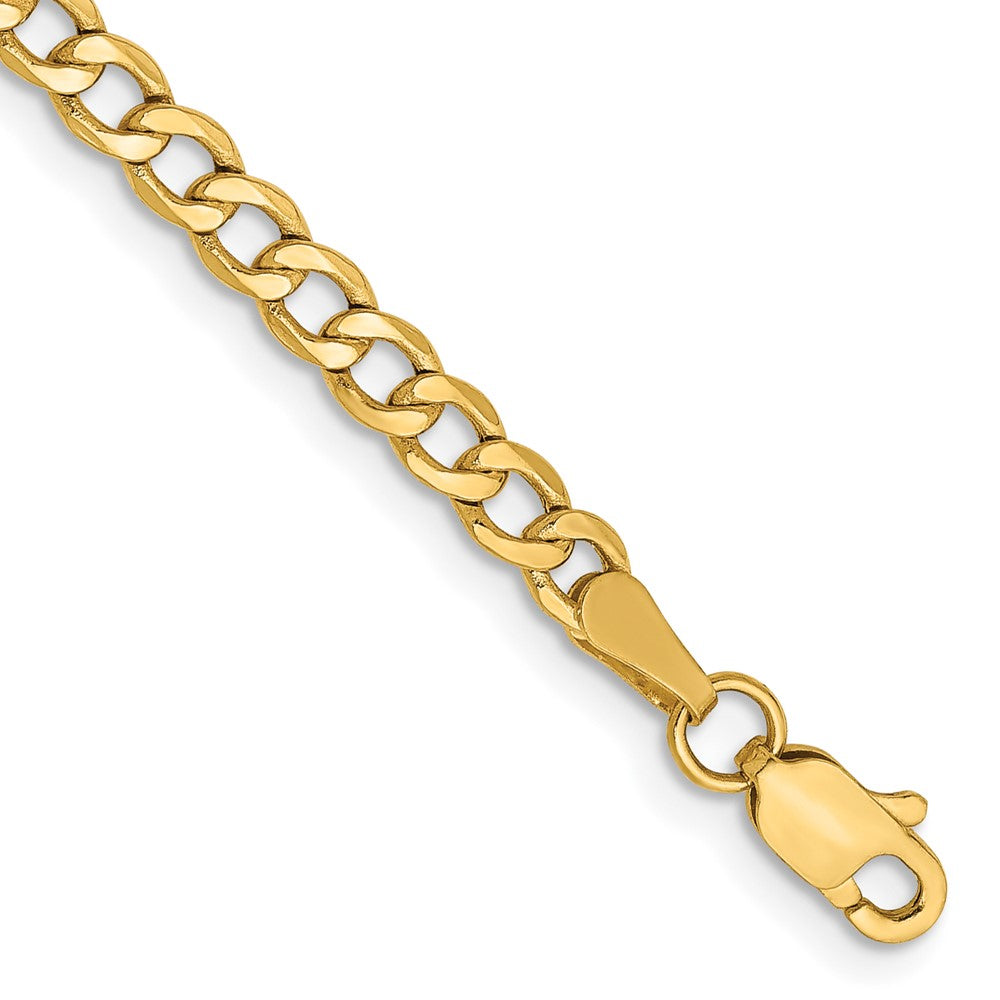 14K 3.35mm Semi-Solid Curb with Lobster Clasp Anklet